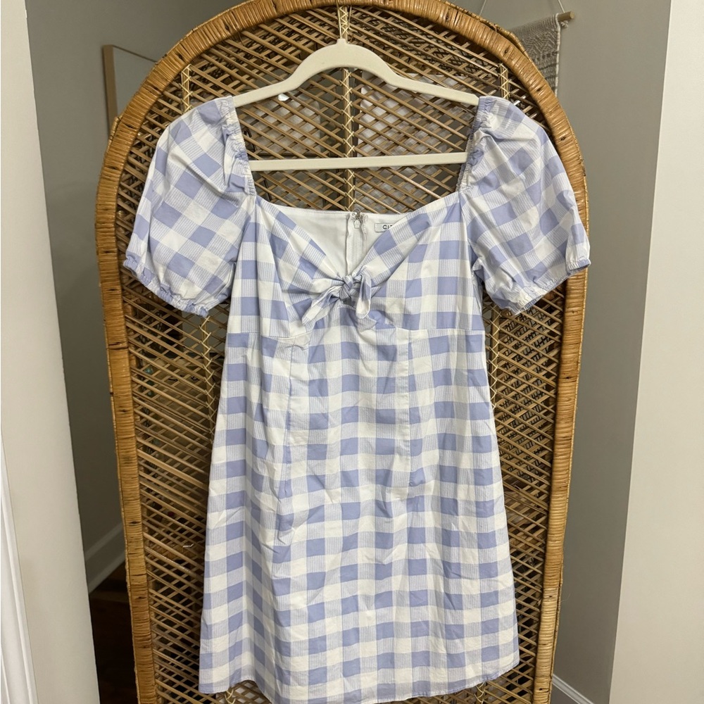 City Vibe Blue and White Checkered Dress